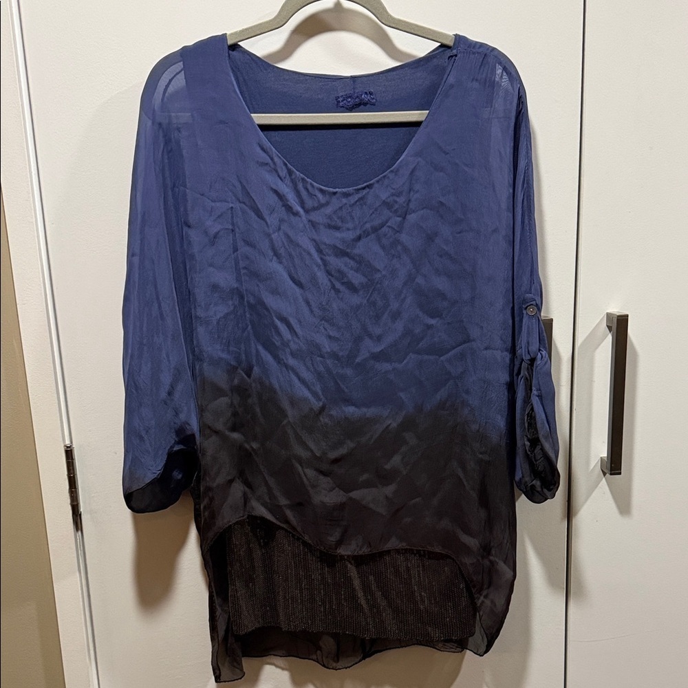 Women's Blue Sheer Top